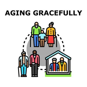 Aging gracefully concept showing senior people enjoying life Illustrazione stock