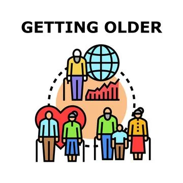 Aging population concept with global demographic growth Stock Illustration