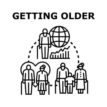 Aging population concept with global demographic growth Stock Illustration