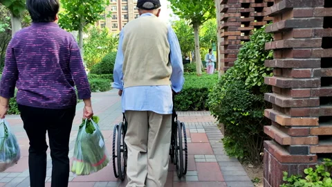 Aging Populations in China Stock Footage 213571429