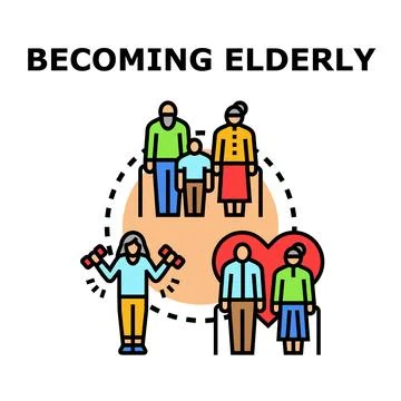 Aging process and healthy senior lifestyle management Stock Illustration