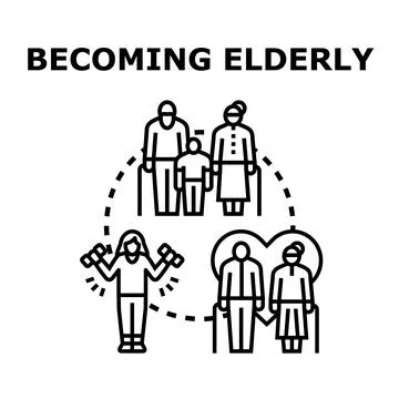 Aging process and healthy senior lifestyle management Stock Illustration