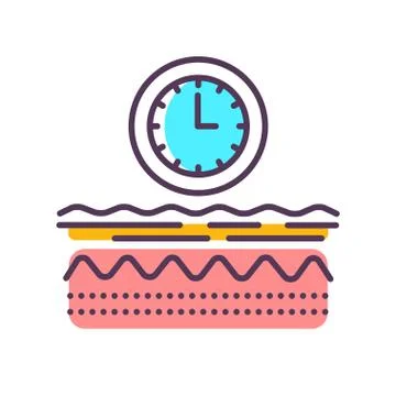 Aging process line color icon. Appearance of wrinkles . Skin care. Sign for w Stock Illustration