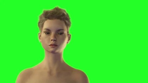 The aging process women render 3d  on a green background Stock Footage 81630773