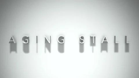 Aging stall 3D title animation with shadows on a white background Stock Footage 296832906