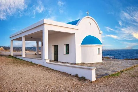 Agioi Anargyroi Church at Cape Greco on sunny day Stock Photos