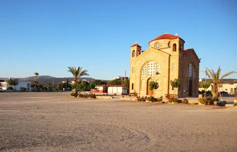 Agiou Georgiou, Cyprus - June 9, 2021: Byzantine style Agios Georgios church Stock Photos