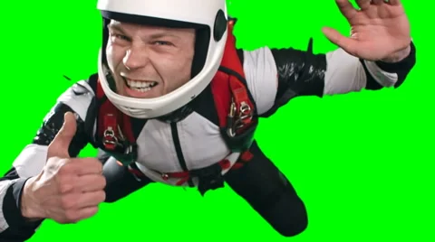 Agitated Man Parachuting First Time Stockbeeldmateriaal 66746776