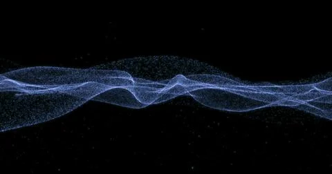 Agitated ocean of particles on black background. Stock Illustration