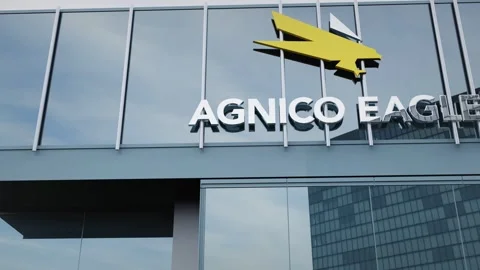 Agnico Eagle Mines Office facade featuring logo and stock options editorial Video stock 289749589
