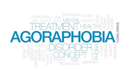Agoraphobia line animated word cloud, text design animation. Kinetic typography. Stock Footage