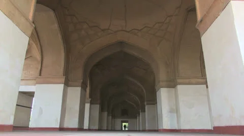 Agra Akbar's tomb interior view Stock Footage 24657064