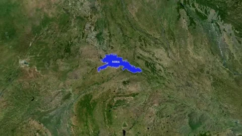 Agra City Map Highlight with Zoom Effect. India Geography Map Animation 4K Stock Footage 331412543