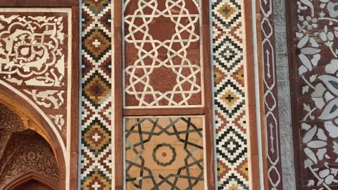 Agra, India: Architecture Design of Akbar Tomb Sikandra Stock Footage 305146198