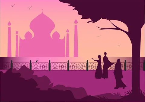 Agra, India flat drawing. Agra Flat illustration. Modern style Agra city Stock Illustration