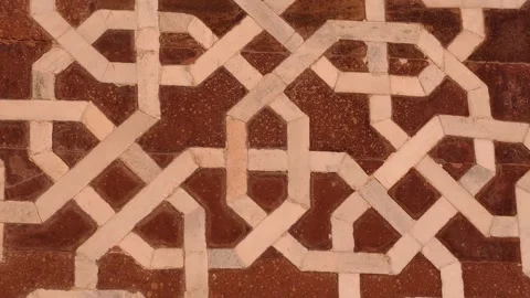 Agra, India: Stone Design Details of Akbar Tomb Sikandra Stock Footage 305146325