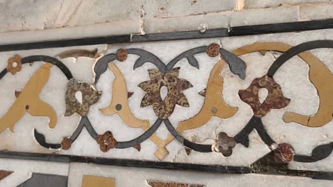 Agra, India: White Marble Design of Baby Taj Tomb Stock Footage 305164369
