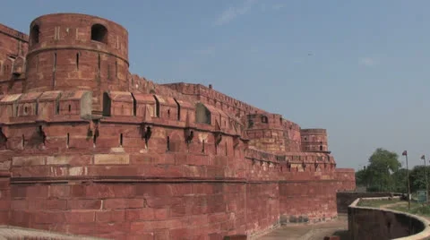 Agra Red Fort walls  Stock Footage 24657204