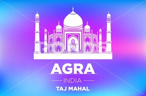 Agra Taj Mahal india vector blue background: Graphic #70771589