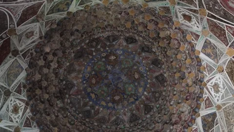 Agra, Uttar Pradesh: Ceiling Design of Chini Ka Rauza Stock Footage 305167205