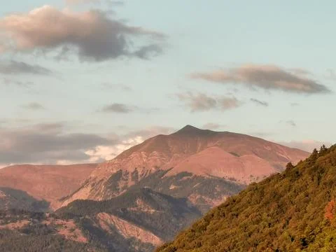 Agrafa mountains covered in red sunrays 写真素材