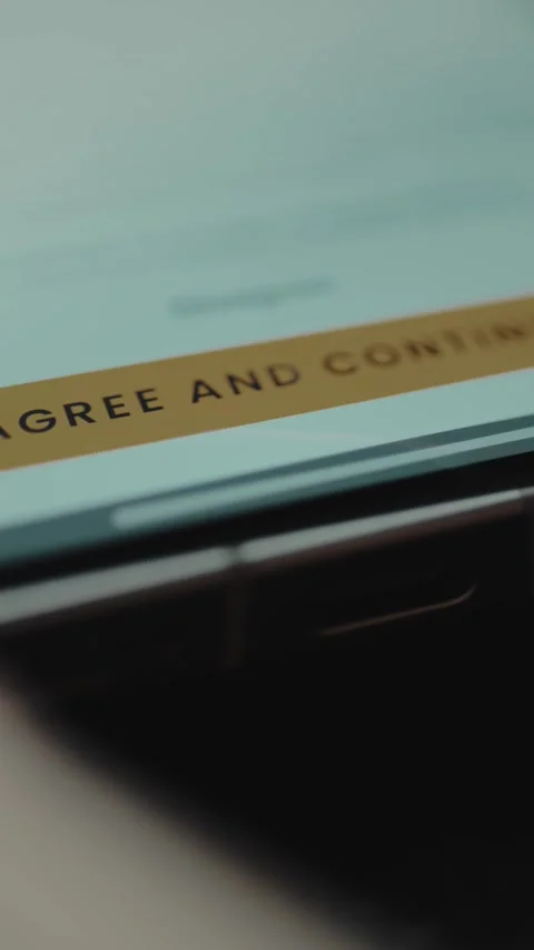 Agree and Continue option, consent mechanism during app setups Stock Footage 328378097