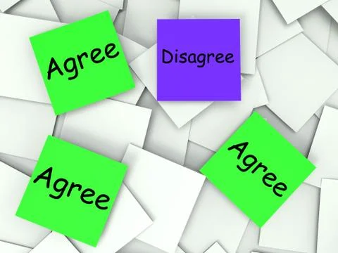 Agree disagree post-it notes mean agreeing or opposing Stock Illustration