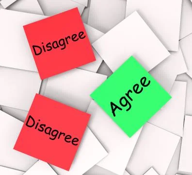 Agree disagree post-it notes show in favor of or against Stock Illustration