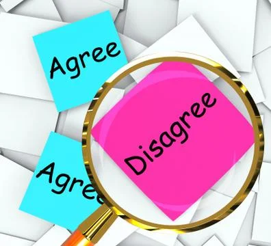 Agree disagree post-it papers mean opinion and point of view Stock Illustration