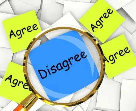 Agree disagree post-it papers show supporting or contrary to Stock Illustration