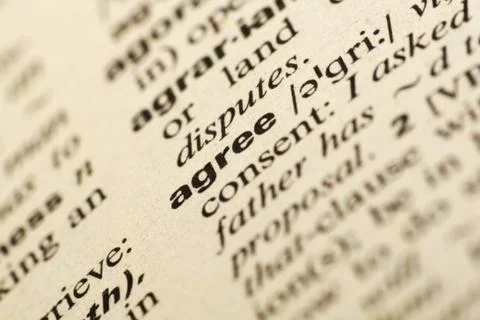 Agree  meaning in dictionary Stock Photos