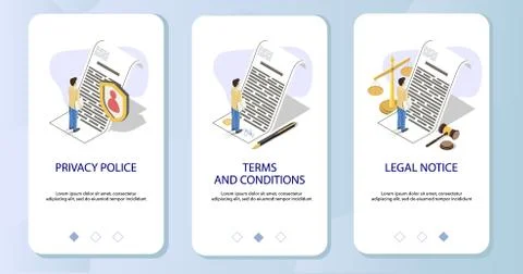 Agreement checking mobile app onboarding screens vector template Stock Illustration