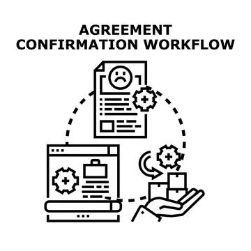 Agreement confirmation workflow and business process management Stock Illustration