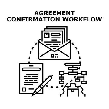 Agreement confirmation workflow documentation process concept Stock Illustration