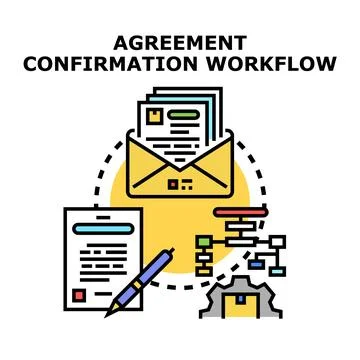 Agreement confirmation workflow documentation process concept Stock Illustration