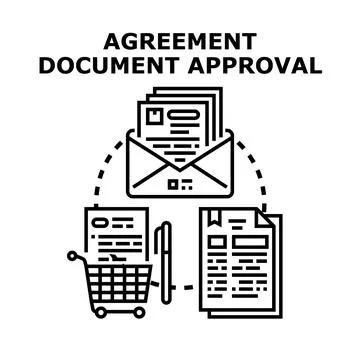 Agreement document approval concept for business processes 库存插图