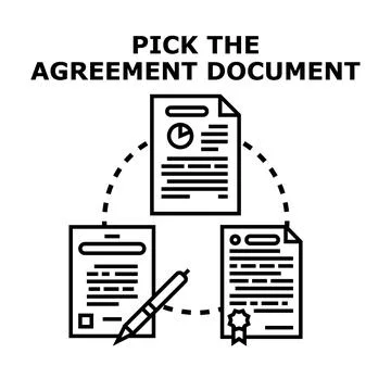 Agreement document choosing selecting contract negotiation illustration Stock Illustration