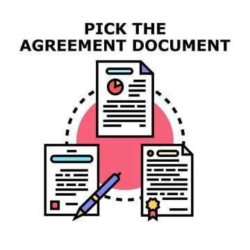 Agreement document choosing selecting contract negotiation illustration Stock Illustration