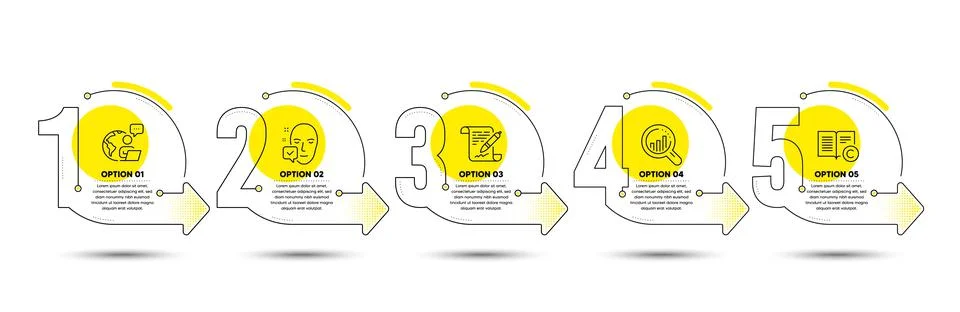Agreement document, Face accepted and Seo analysis icons set. Copyright sign Stock Illustration