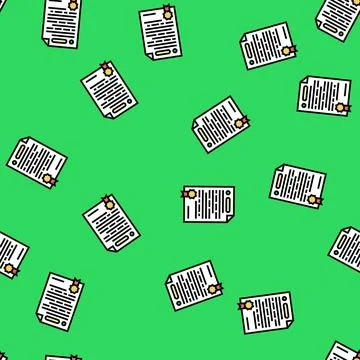 Agreement document file vector seamless pattern Stock Illustration