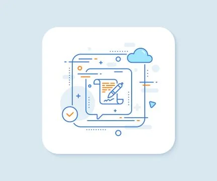 Agreement document line icon. Contract file signature sign. Vector 스톡 일러스트