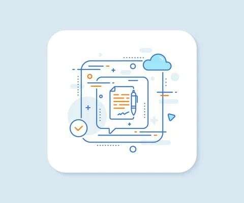 Agreement document line icon. Contract file signature sign. Vector Stock Illustration