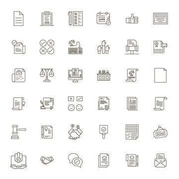 Agreement featuring 36 High Resolution Vector Icons in Bold Line Design Stock Illustration