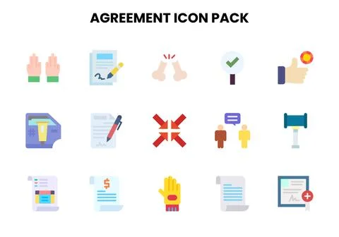 Agreement Flat Bundle Icons Pack Ilustração Stock