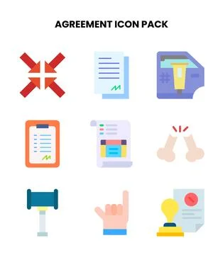 Agreement Flat Design Icons Pack イラスト素材