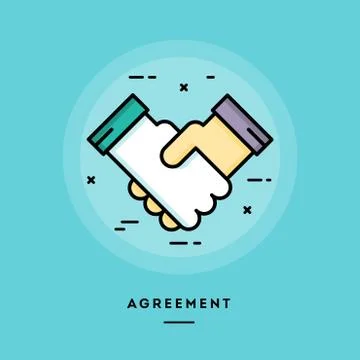 Agreement, flat design thin line banner Stock Illustration