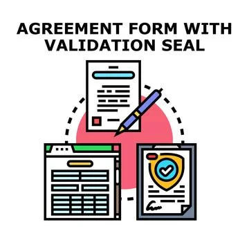 Agreement form with validation and digital signature process Stock Illustration