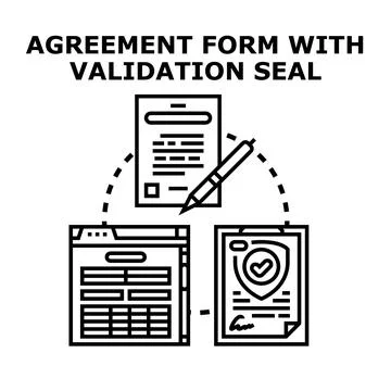 Agreement form with validation and digital signature process Stock Illustration
