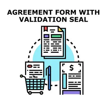 Agreement form validation seal document payment concept Stock Illustration