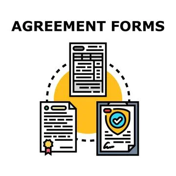 Agreement forms concept with official contract document Stock Illustration